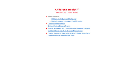Childrens Health Media Kit Measles Resources 2025
